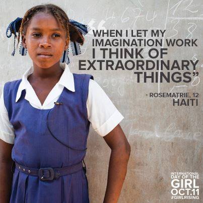 “When I let my imagination work, I think of extraordinary things,” Rosematrie told us, chin lifted with confidence. She dreams that her mother, who suffers from poor health, will live long enough for Rosematrie to take care of her.  It was her mother who salvaged a piece of sheet metal to hang on the side of their ramshackle home so Rosematrie would have a place to study. Though Rosematrie may not eat three meals a day, her mother buys her a piece of chalk every afternoon so she can practice her lessons. It’s a small sacrifice for a bigger dream of a better future.